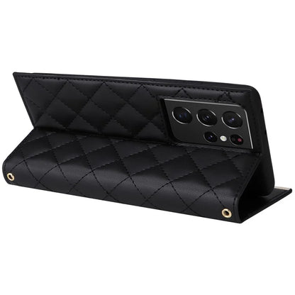 For Samsung Galaxy S21 Ultra 5G Case Suction Cup Wallet Phone Cover with Crossbody Strap