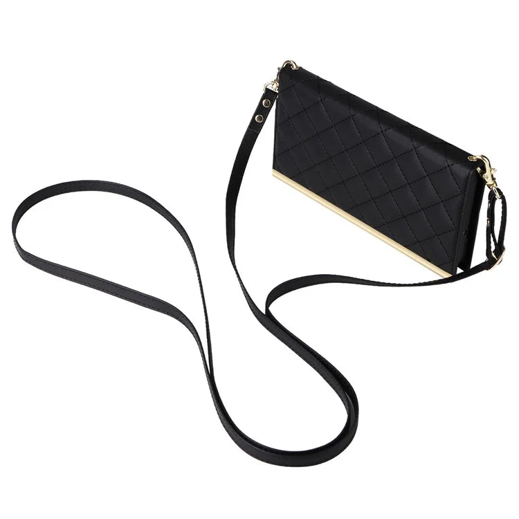 For Samsung Galaxy S22 5G Case Rhombus Grid PU Leather Wallet Suction Cup Phone Cover
