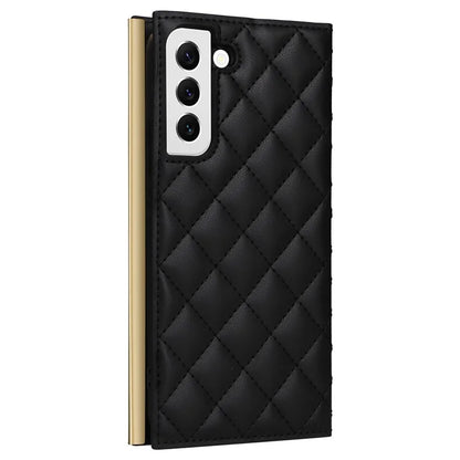 For Samsung Galaxy S22 5G Case Rhombus Grid PU Leather Wallet Suction Cup Phone Cover