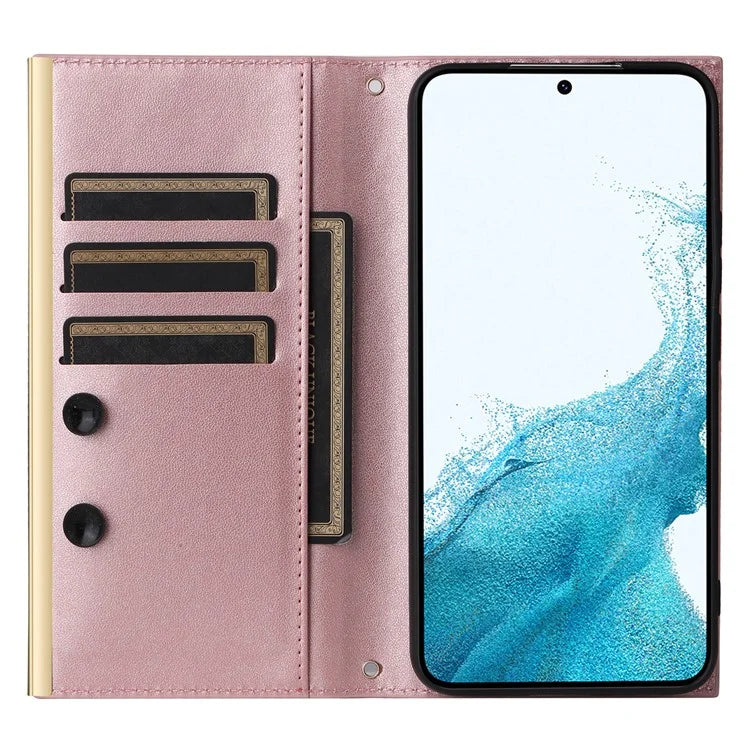 For Samsung Galaxy S22 5G Case Rhombus Grid PU Leather Wallet Suction Cup Phone Cover