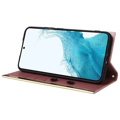 For Samsung Galaxy S22 5G Case Rhombus Grid PU Leather Wallet Suction Cup Phone Cover