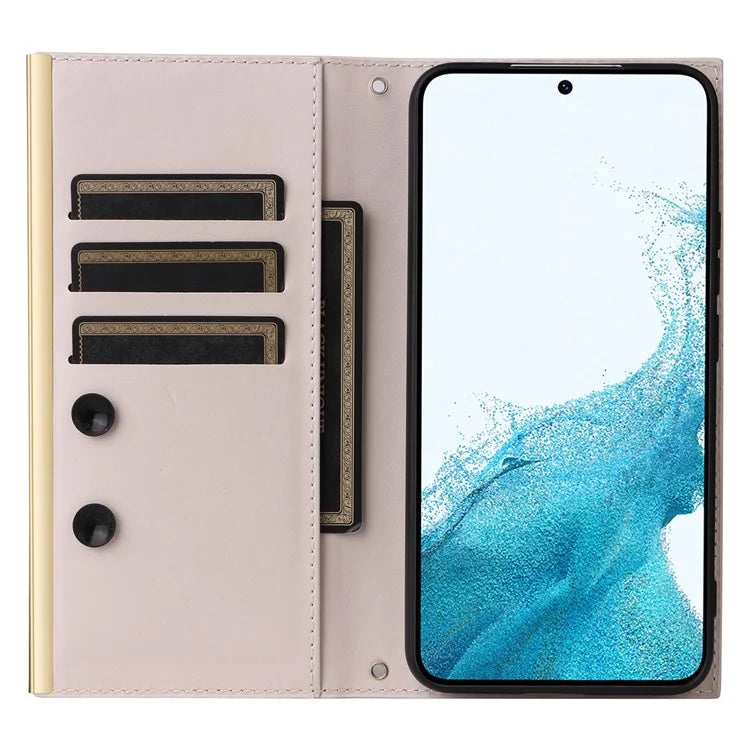 For Samsung Galaxy S22 5G Case Rhombus Grid PU Leather Wallet Suction Cup Phone Cover