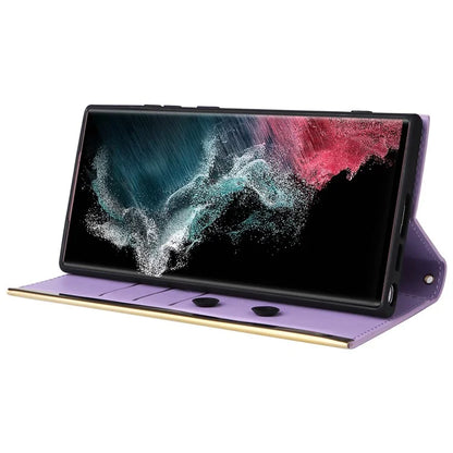 For Samsung Galaxy S22 Ultra 5G Wallet Case PU Leather Flip Phone Cover with Shoulder Strap