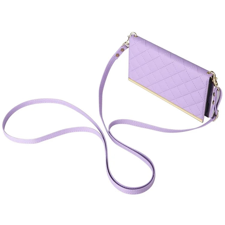 For Samsung Galaxy S22 Ultra 5G Wallet Case PU Leather Flip Phone Cover with Shoulder Strap