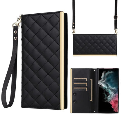 For Samsung Galaxy S22 Ultra 5G Wallet Case PU Leather Flip Phone Cover with Shoulder Strap