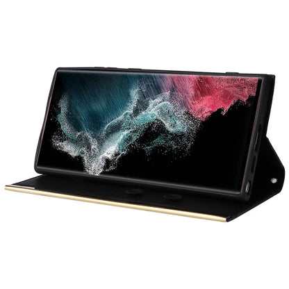 For Samsung Galaxy S22 Ultra 5G Wallet Case PU Leather Flip Phone Cover with Shoulder Strap