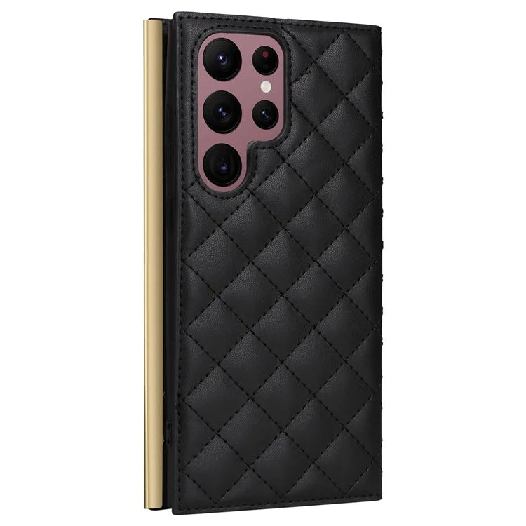 For Samsung Galaxy S22 Ultra 5G Wallet Case PU Leather Flip Phone Cover with Shoulder Strap