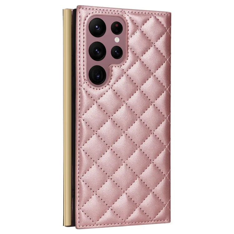 For Samsung Galaxy S22 Ultra 5G Wallet Case PU Leather Flip Phone Cover with Shoulder Strap