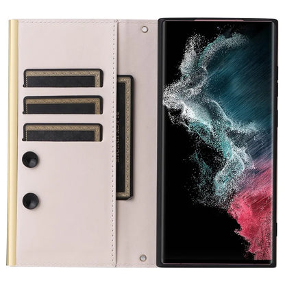 For Samsung Galaxy S22 Ultra 5G Wallet Case PU Leather Flip Phone Cover with Shoulder Strap