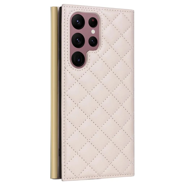 For Samsung Galaxy S22 Ultra 5G Wallet Case PU Leather Flip Phone Cover with Shoulder Strap