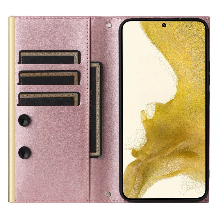 For Samsung Galaxy S22+ 5G Case Suction Cup PU Leather Crossbody Cell Phone Cover