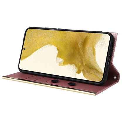 For Samsung Galaxy S22+ 5G Case Suction Cup PU Leather Crossbody Cell Phone Cover