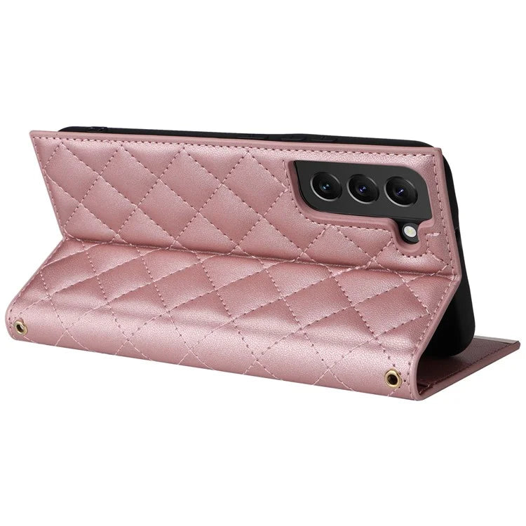 For Samsung Galaxy S22+ 5G Case Suction Cup PU Leather Crossbody Cell Phone Cover