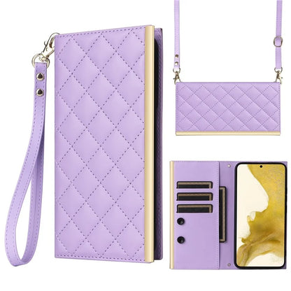 For Samsung Galaxy S22+ 5G Case Suction Cup PU Leather Crossbody Cell Phone Cover