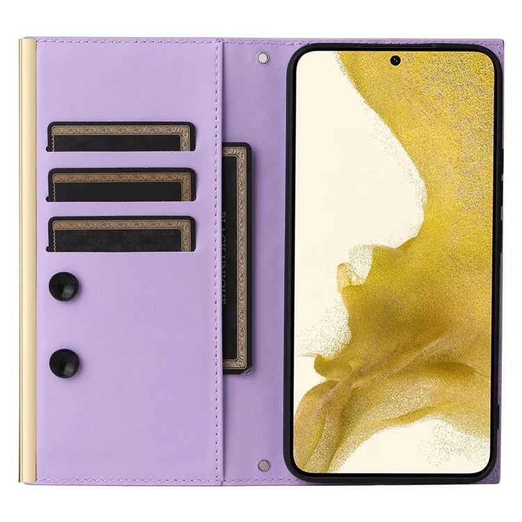 For Samsung Galaxy S22+ 5G Case Suction Cup PU Leather Crossbody Cell Phone Cover