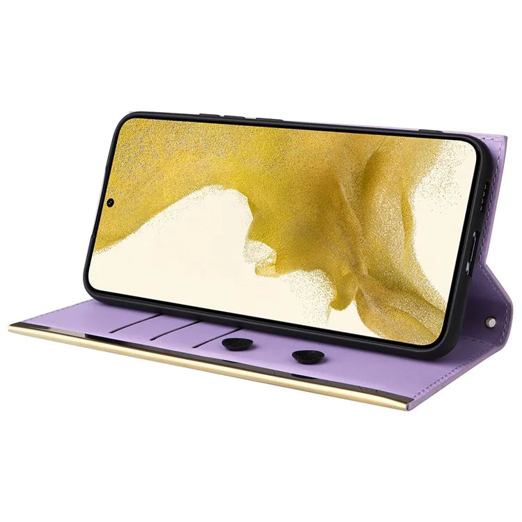 For Samsung Galaxy S22+ 5G Case Suction Cup PU Leather Crossbody Cell Phone Cover