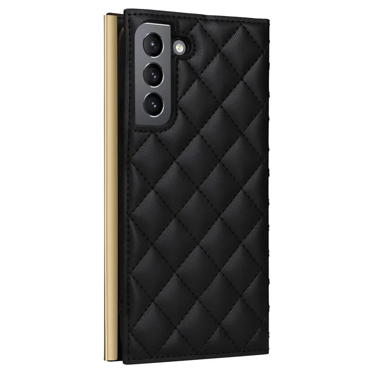 For Samsung Galaxy S21 5G / 4G Case PU Leather Stand Wallet Phone Cover with Shoulder Strap