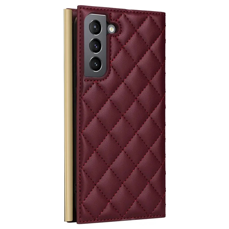 For Samsung Galaxy S21 5G / 4G Case PU Leather Stand Wallet Phone Cover with Shoulder Strap