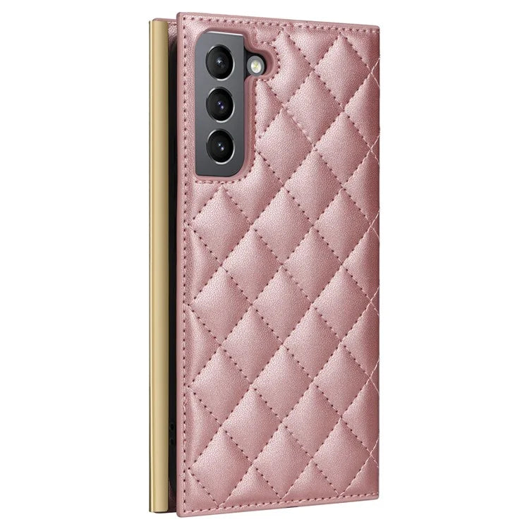 For Samsung Galaxy S21 5G / 4G Case PU Leather Stand Wallet Phone Cover with Shoulder Strap