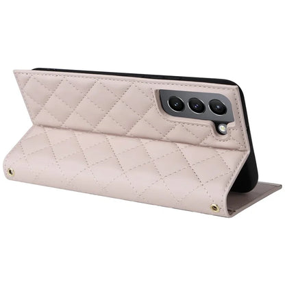For Samsung Galaxy S21 5G / 4G Case PU Leather Stand Wallet Phone Cover with Shoulder Strap