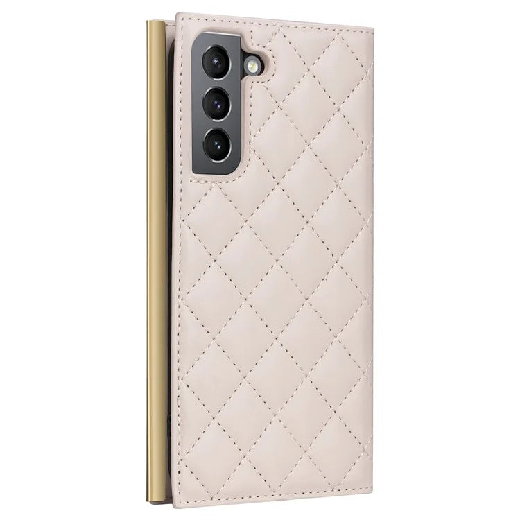 For Samsung Galaxy S21 5G / 4G Case PU Leather Stand Wallet Phone Cover with Shoulder Strap