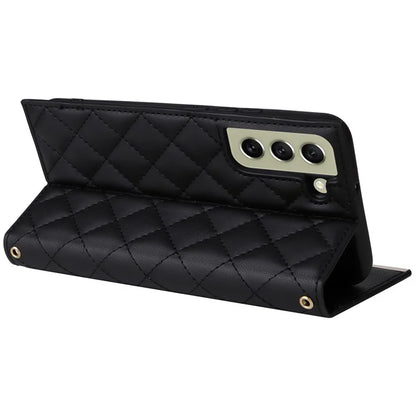 For Samsung Galaxy S21 FE 5G Leather Case Suction Cup 3 Card Slots Phone Cover