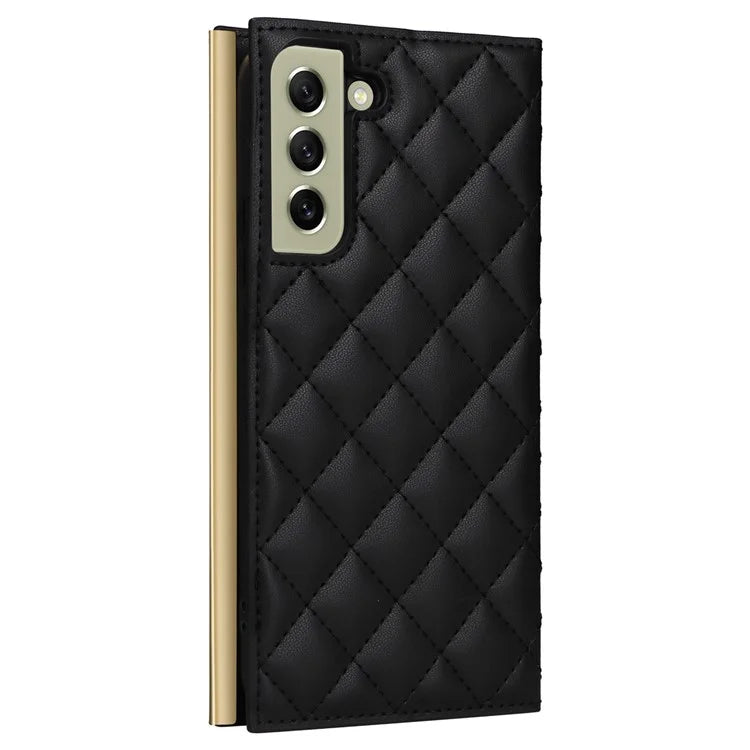 For Samsung Galaxy S21 FE 5G Leather Case Suction Cup 3 Card Slots Phone Cover