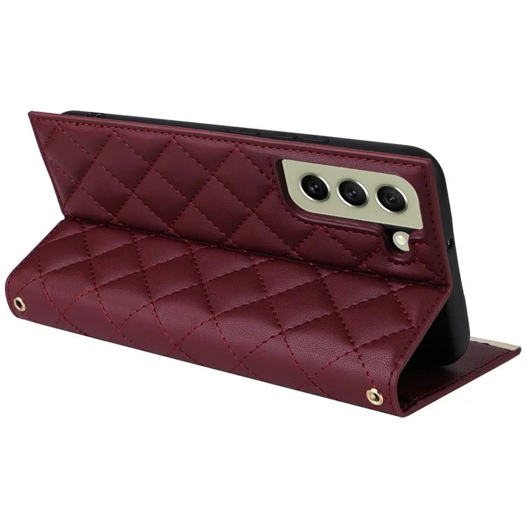 For Samsung Galaxy S21 FE 5G Leather Case Suction Cup 3 Card Slots Phone Cover