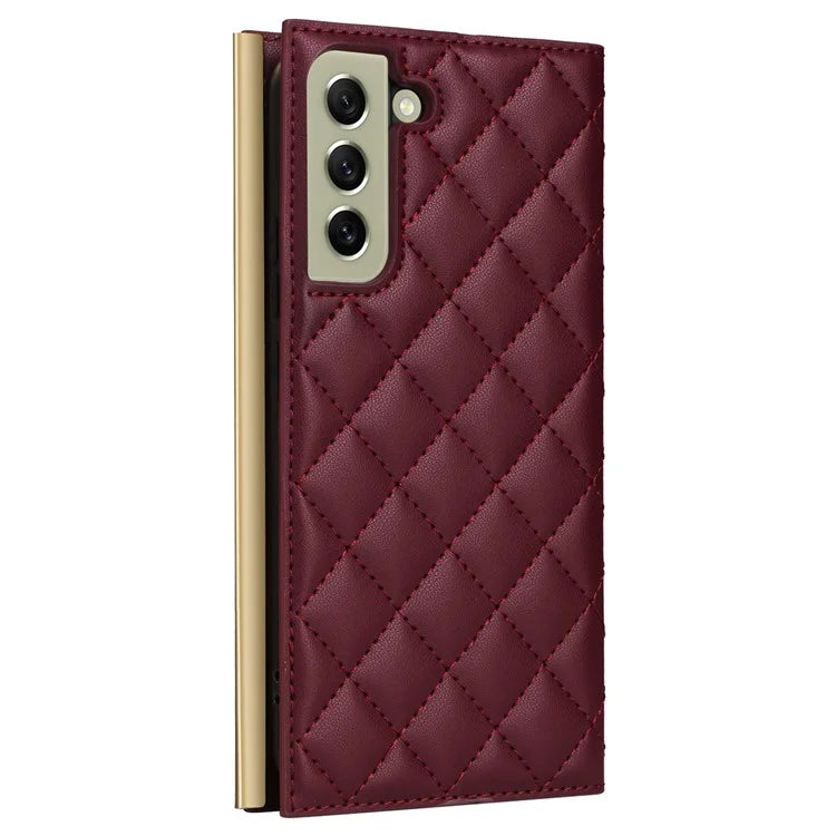 For Samsung Galaxy S21 FE 5G Leather Case Suction Cup 3 Card Slots Phone Cover