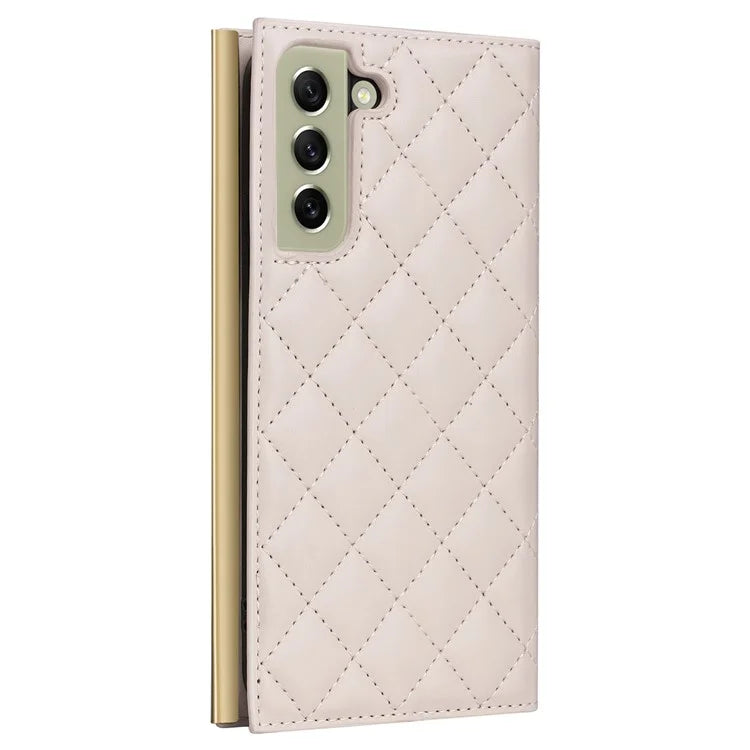 For Samsung Galaxy S21 FE 5G Leather Case Suction Cup 3 Card Slots Phone Cover