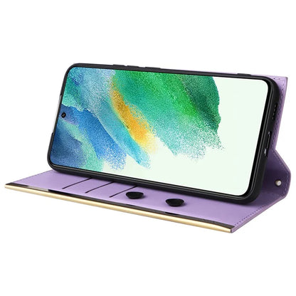 For Samsung Galaxy S21 FE 5G Leather Case Suction Cup 3 Card Slots Phone Cover