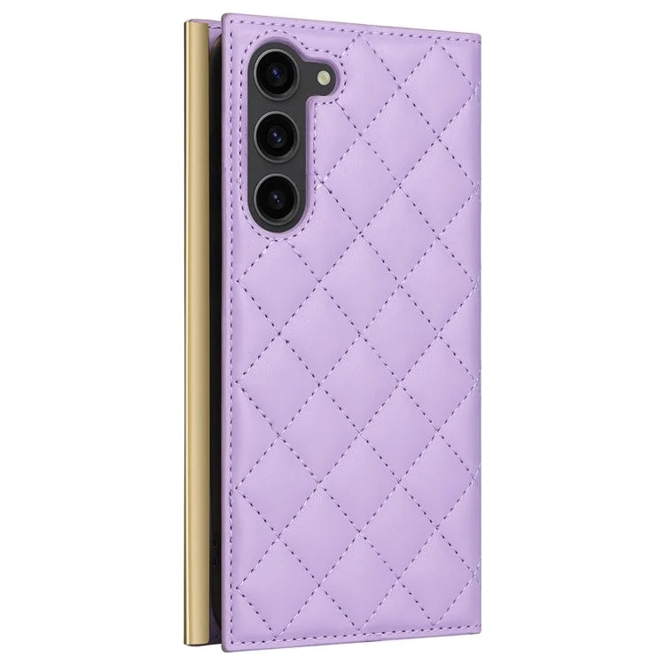 For Samsung Galaxy S23 Leather Case Suction Cup Wallet Flip Phone Cover with Shoulder Strap