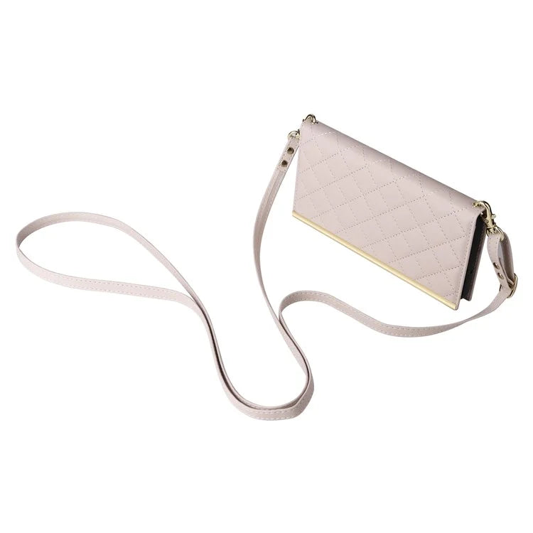 For Samsung Galaxy S23 Leather Case Suction Cup Wallet Flip Phone Cover with Shoulder Strap