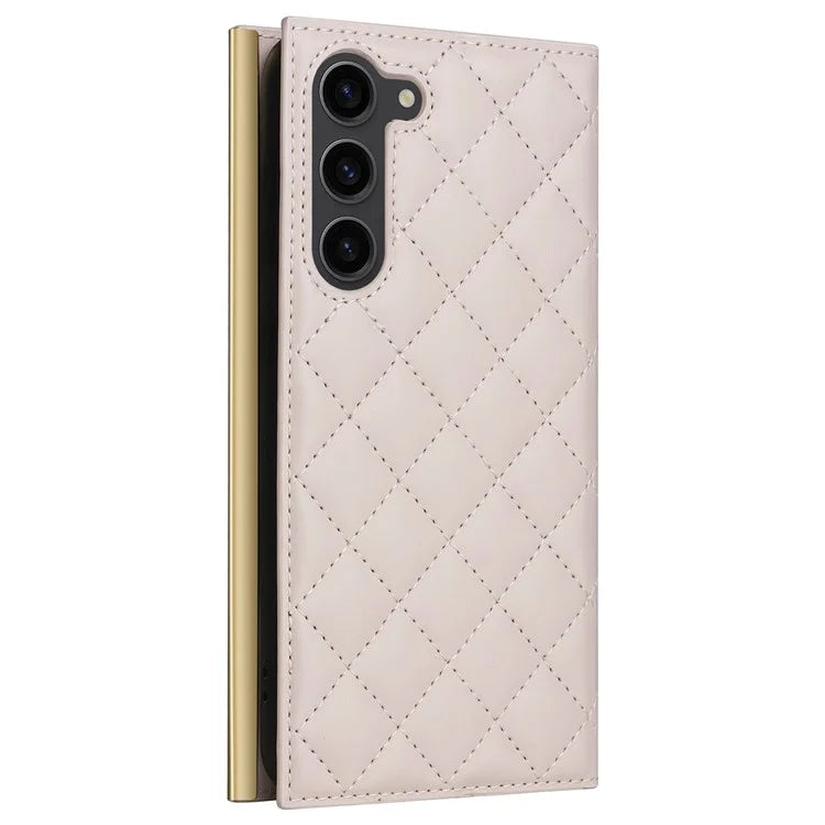 For Samsung Galaxy S23 Leather Case Suction Cup Wallet Flip Phone Cover with Shoulder Strap