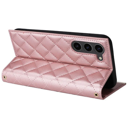 For Samsung Galaxy S23 Leather Case Suction Cup Wallet Flip Phone Cover with Shoulder Strap