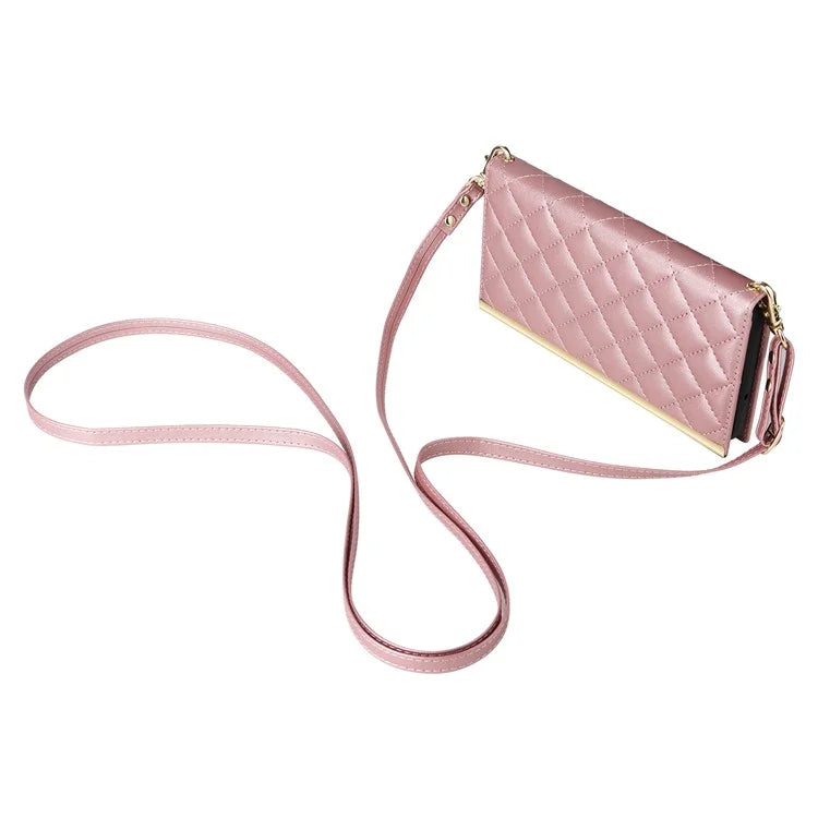 For Samsung Galaxy S23 Leather Case Suction Cup Wallet Flip Phone Cover with Shoulder Strap