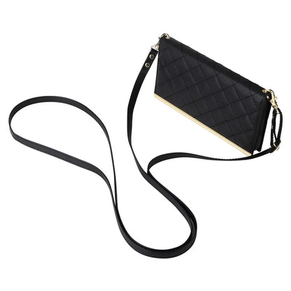 For Samsung Galaxy S23 Leather Case Suction Cup Wallet Flip Phone Cover with Shoulder Strap