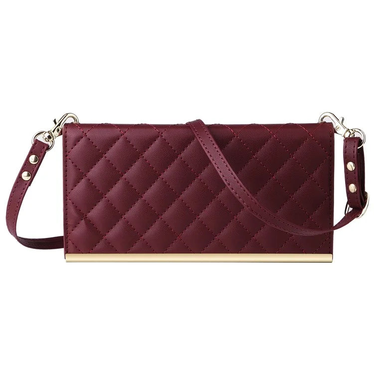 For Samsung Galaxy S23 Leather Case Suction Cup Wallet Flip Phone Cover with Shoulder Strap