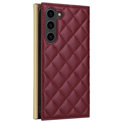 For Samsung Galaxy S23 Leather Case Suction Cup Wallet Flip Phone Cover with Shoulder Strap