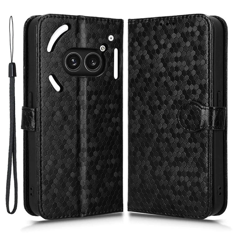 For Nothing Phone (2a) Wallet Case Dots Imprinted Magnetic Closing Phone Cover