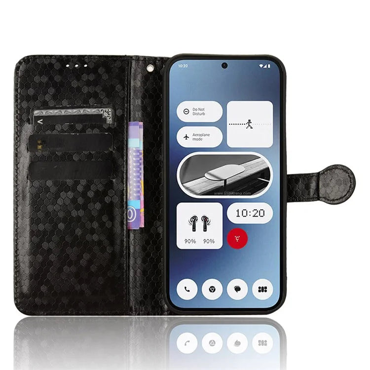 For Nothing Phone (2a) Wallet Case Dots Imprinted Magnetic Closing Phone Cover