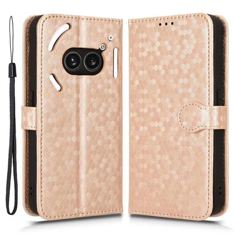 For Nothing Phone (2a) Wallet Case Dots Imprinted Magnetic Closing Phone Cover