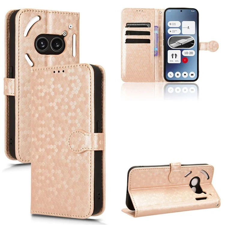 For Nothing Phone (2a) Wallet Case Dots Imprinted Magnetic Closing Phone Cover