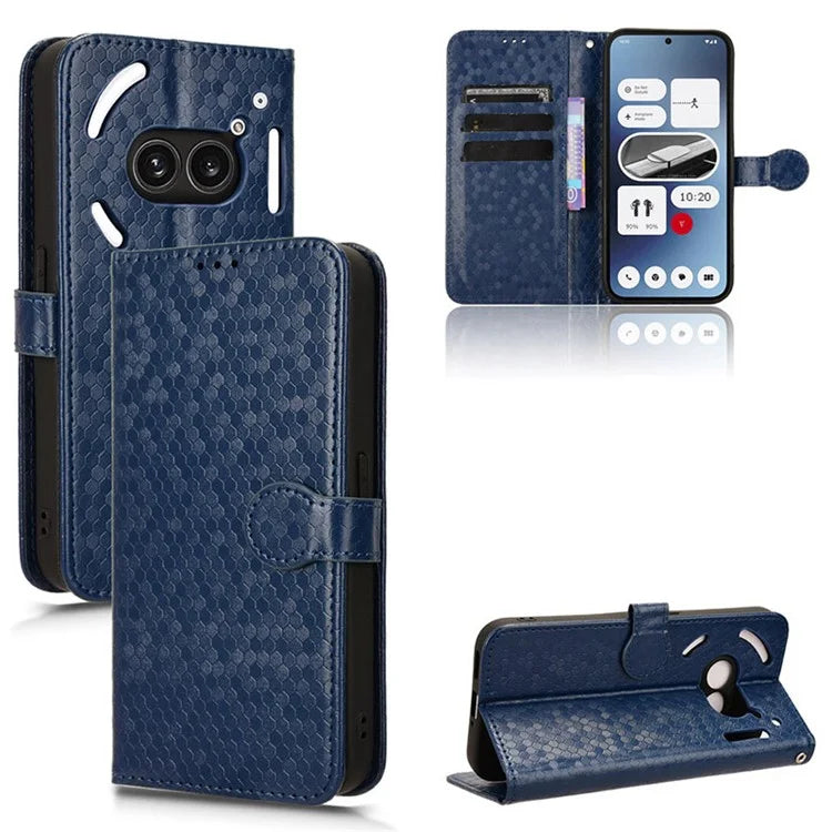 For Nothing Phone (2a) Wallet Case Dots Imprinted Magnetic Closing Phone Cover