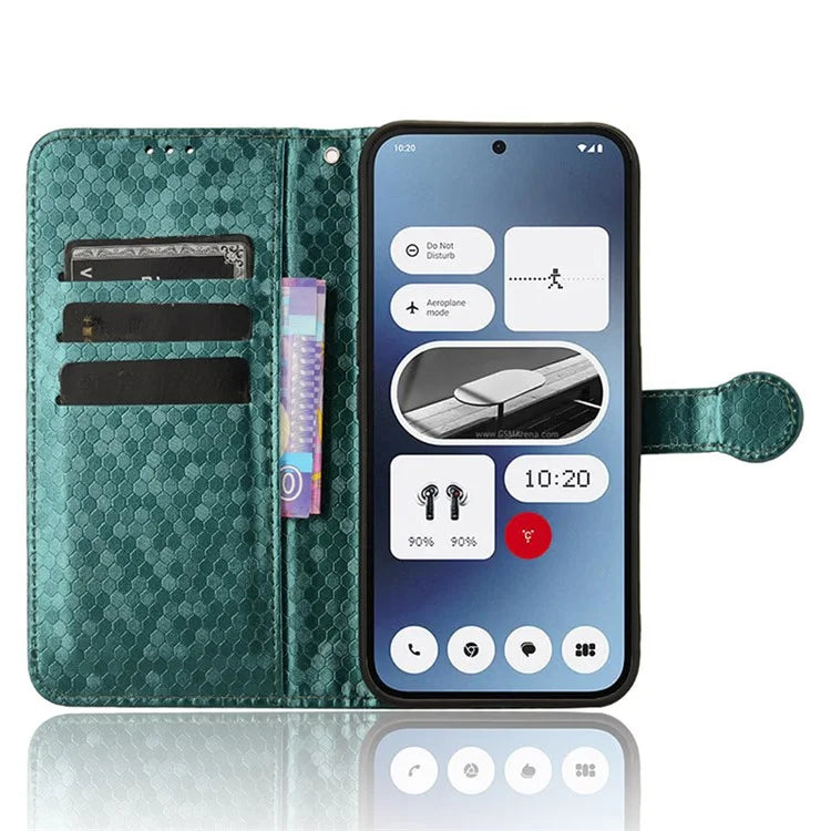 For Nothing Phone (2a) Wallet Case Dots Imprinted Magnetic Closing Phone Cover