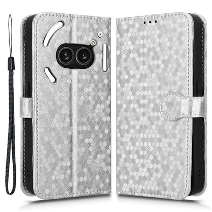 For Nothing Phone (2a) Wallet Case Dots Imprinted Magnetic Closing Phone Cover