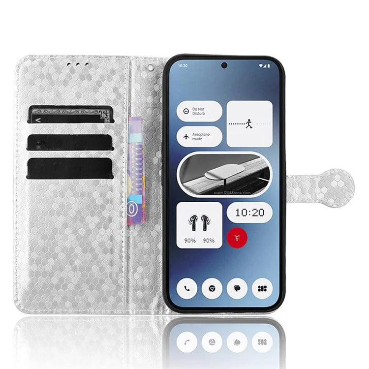 For Nothing Phone (2a) Wallet Case Dots Imprinted Magnetic Closing Phone Cover