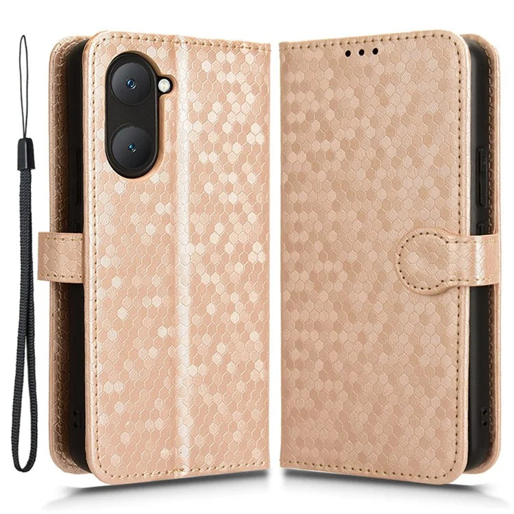 For vivo Y03 Case Dots Imprinted Shockproof Wallet Phone Cover