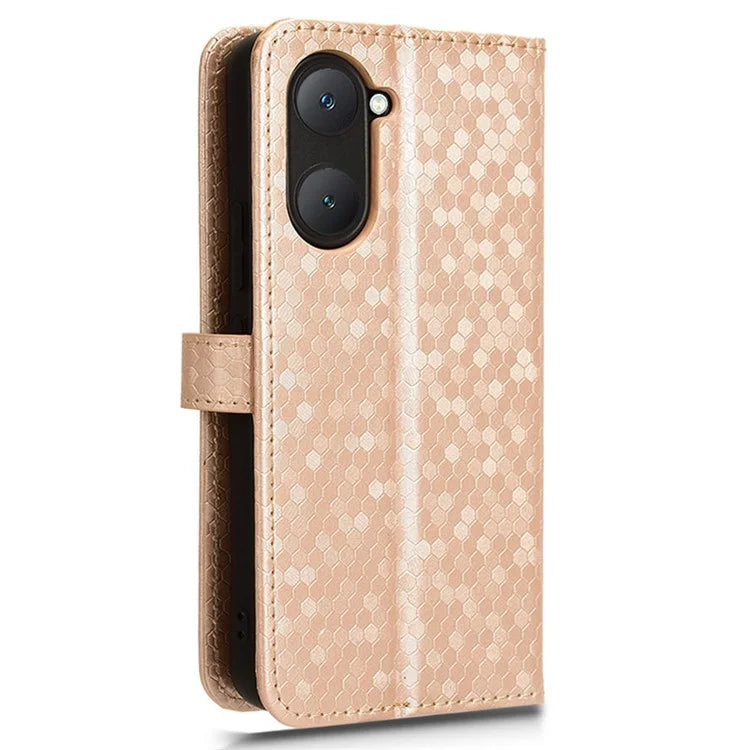 For vivo Y03 Case Dots Imprinted Shockproof Wallet Phone Cover