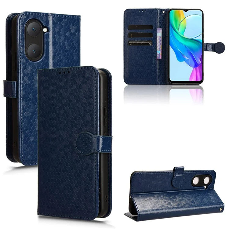For vivo Y03 Case Dots Imprinted Shockproof Wallet Phone Cover